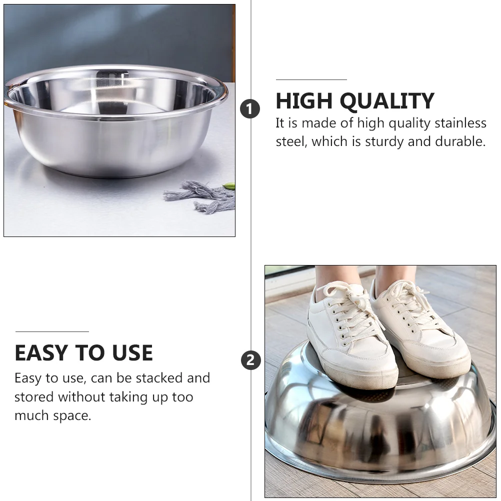 Extra Large Aluminum Bowl Baking Bowls Laundry Tub Soup Flour Storage Container Grill Pan Silver Stainless Steel Eggs