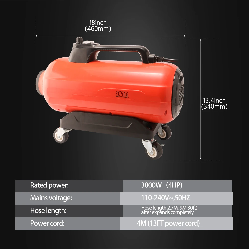 SPTA Air Cannon Car Dryer Blower Blades Powerful Detailing Wash Tool Safer Than Microfiber Towel Cloth