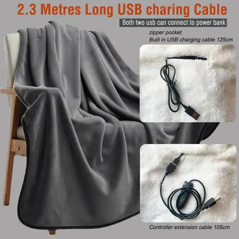 

Warm Multiftional Blanket Warm 3 USB Shawl Heated Warm Thicken Shawl Heating Wraps Electric Blanket Shawl Gear Blanket