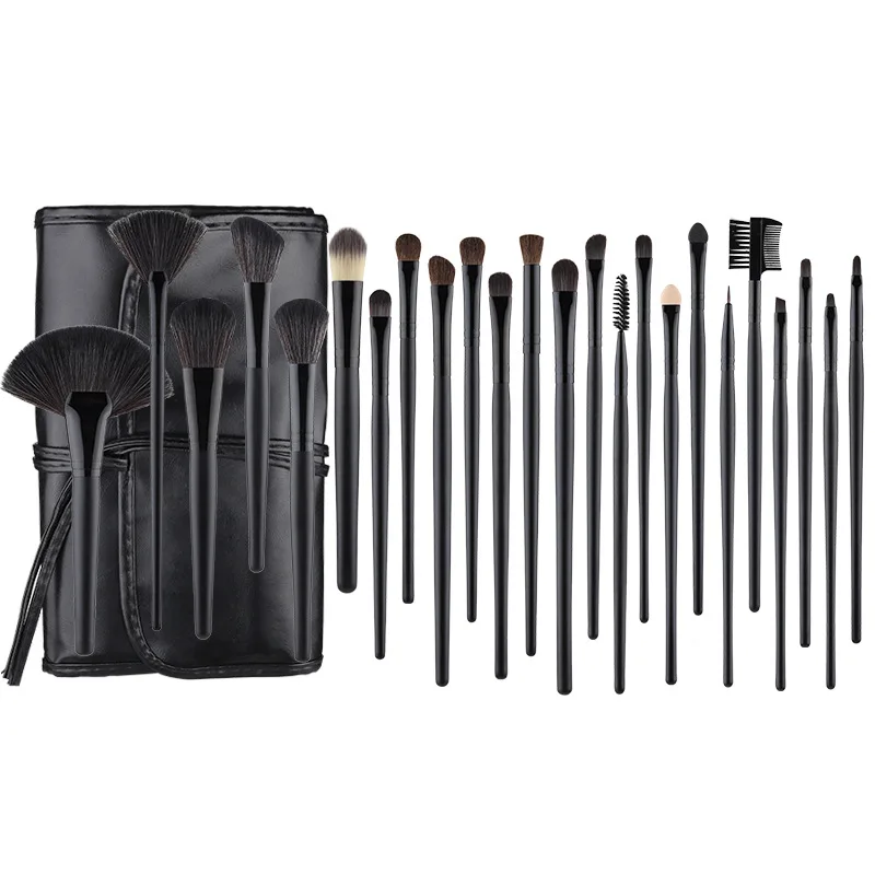 Set completo di 24 pennelli per il trucco, setole sintetiche di alta qualità, super morbide, strumenti professionali per l'applicazione di cosmetici, pennello per sopracciglia