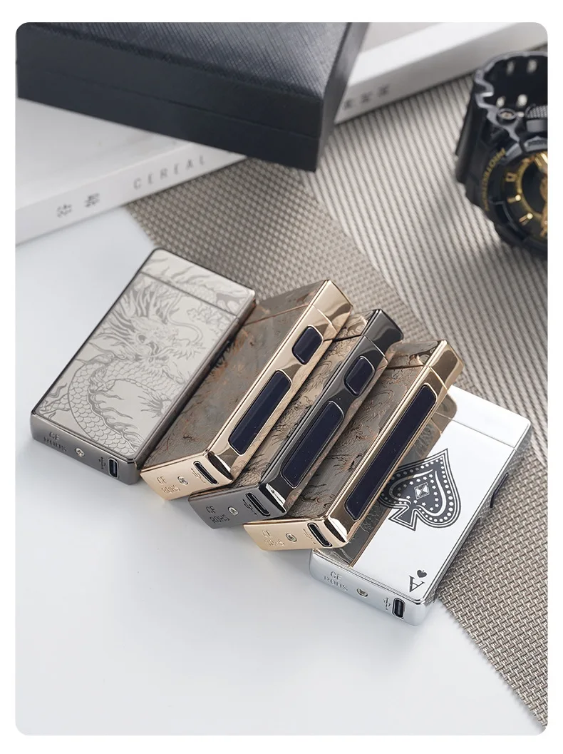 2025 Metal Type-c Charging Double Fire Arc Pulse Electronic Lighter Power Display High Value Gift Cigarette Accessories