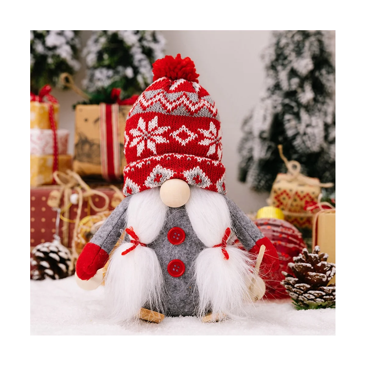 

Christmas Ornament Knit Hat Sleigh Rudolph Doll Faceless Gnome Doll Supplies A
