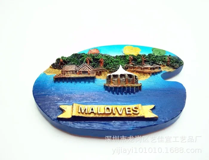 Souvenir delle Maldive, Souvenir Turistico, Magnete da Frigorifero 3D in Resina PVC, Portachiavi con Ciondolo a Forma di Palma e Tartaruga, Bandos