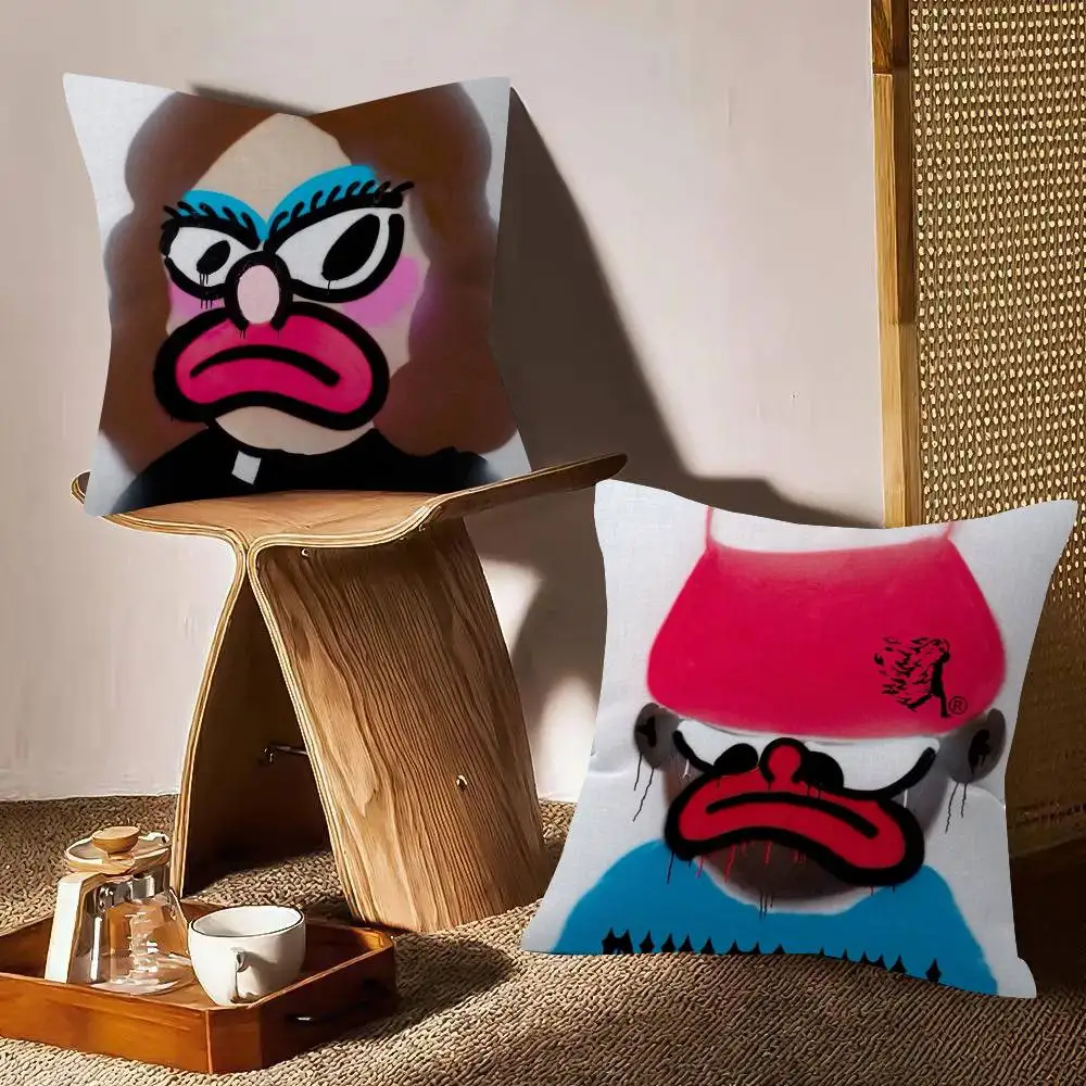 애니메이션 olaolu slawn art 베개 쿠션 커버 베갯잇 거실 소파 홈 장식 맞춤형