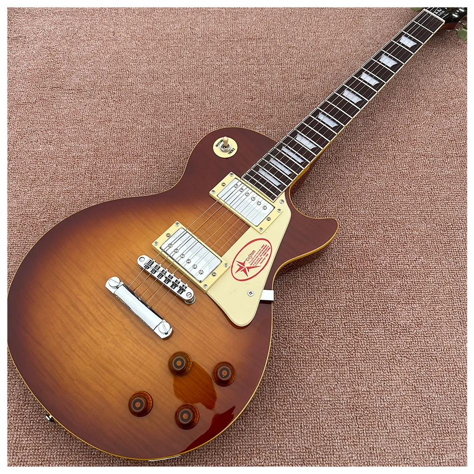 

LP Standard Electric Guitar, Tobacco Burst Maple Top, Yellow Binding, Rosewood Fingerboard, Chrome Hardware, Free Shipping