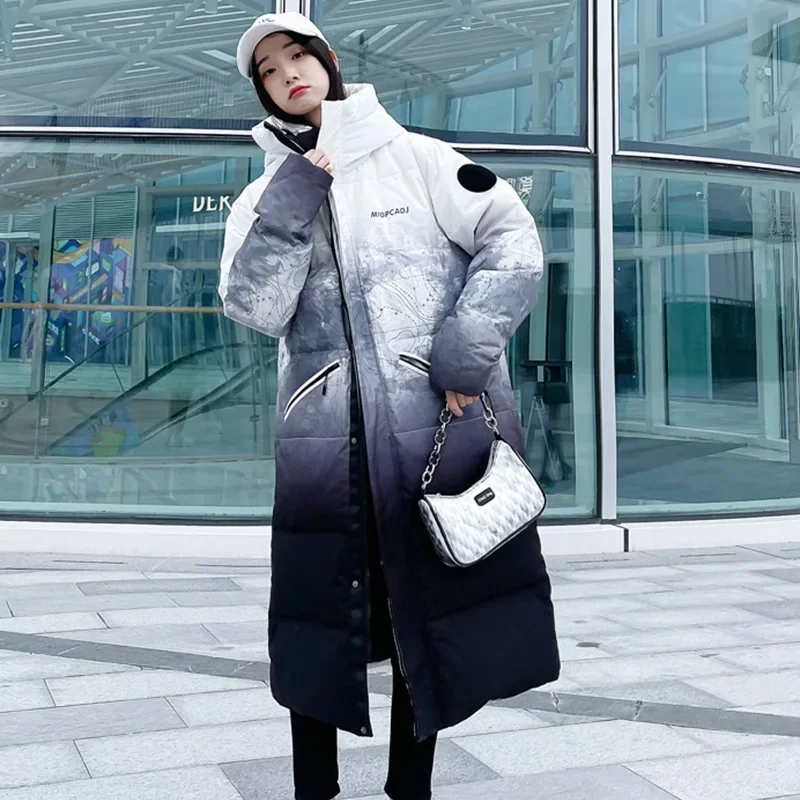 -20℃~-5℃ High end couple outfit, mid length down jacket, men's winter warm hooded white duck  jacket
