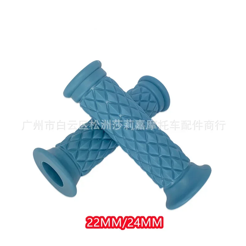 Retro Non-Slip Rubber Motorcycle Handlebar Grips, 7/8 22mm 25MM