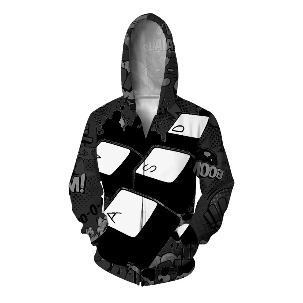 Autumn Men's Sweat-shirt Skateboarding and Greedy Wolf Howling Moon Cool Printed Sweatshirt Zip Up Hoodies Men's Casual Hoodie