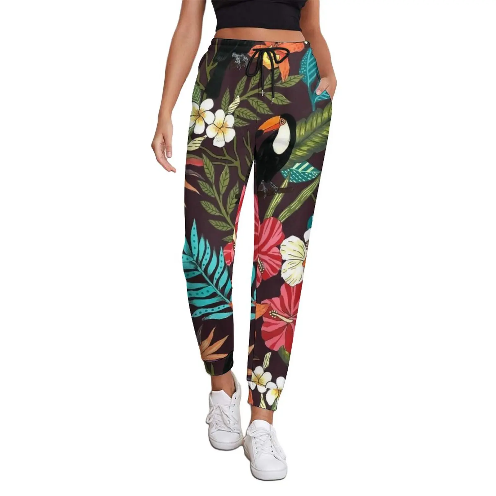 

Colorful Flower Print Jogger Pants Women Tropical Floral Bird Leaf Korean Fashion Joggers Autumn Vintage Custom Trousers