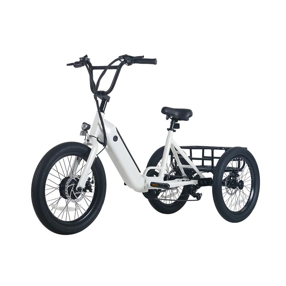 

S12 36v 350w 24 "X 2.0 3-Wheel Electric Bicycle Large Capacity Super Stable Electric Scooter Elderly Tri-Wheel Bike Loadable