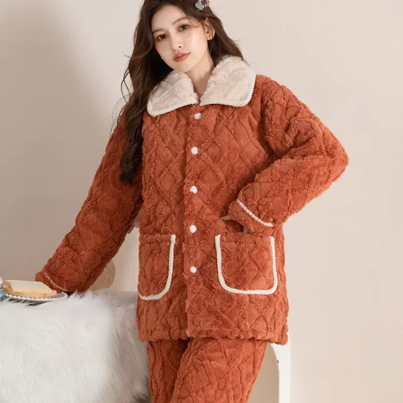 2024-nuovo-pigiama-da-donna-invernale-tre-strati-di-cotone-peluche-addensato-caldo-pigiameria-jacquard-velluto-loungewear-casual-homewear