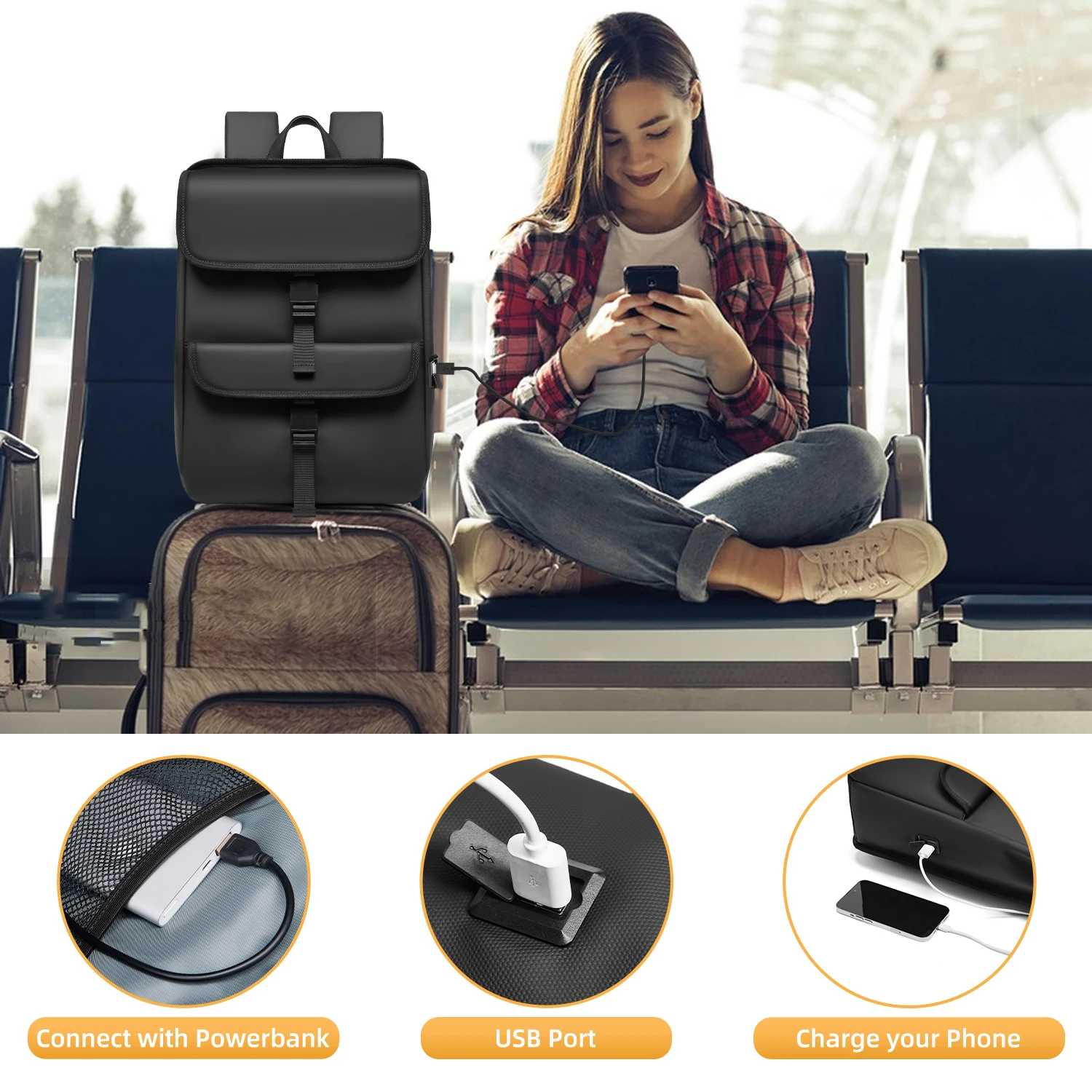 Men's School Backpack Fashion Japanese and Korean Style Male Work College Backpack Fit 15.6 inch Laptop Travel Backpack For Men