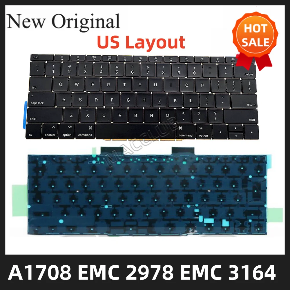 

Replacement Keyboard US UK SP FR GR DK IT Ru SwedishLayout for Macbook 13" A1708 2016 2017 emc 2978 3164 Keyboard with Backlight