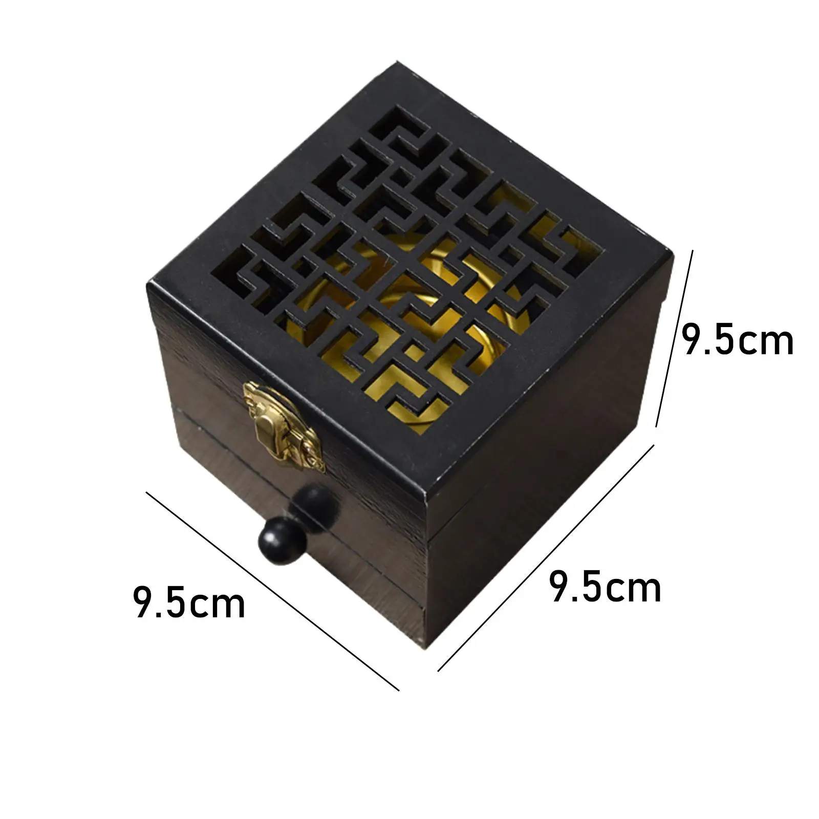 Wood Incense Burner Box, Cone Incense Holder Wooden Censer Incense Diffuser Home Table Centerpiece with Drawer for Meditation
