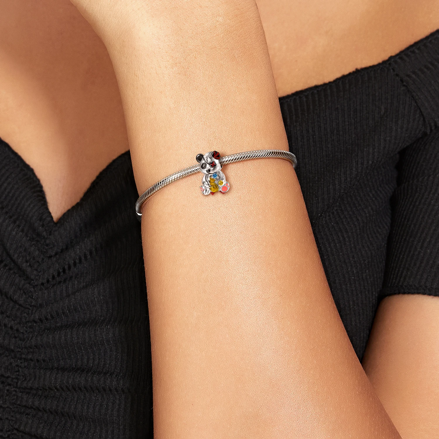 925 Sterling Silver Money Bear Violent Bad Bear Pendant Charms