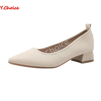 Y.Choice Scarpe da donna con tacco grosso a punta Moda Ufficio e carriera Scarpe da sposa casual per feste Tacchi eleganti da donna 1