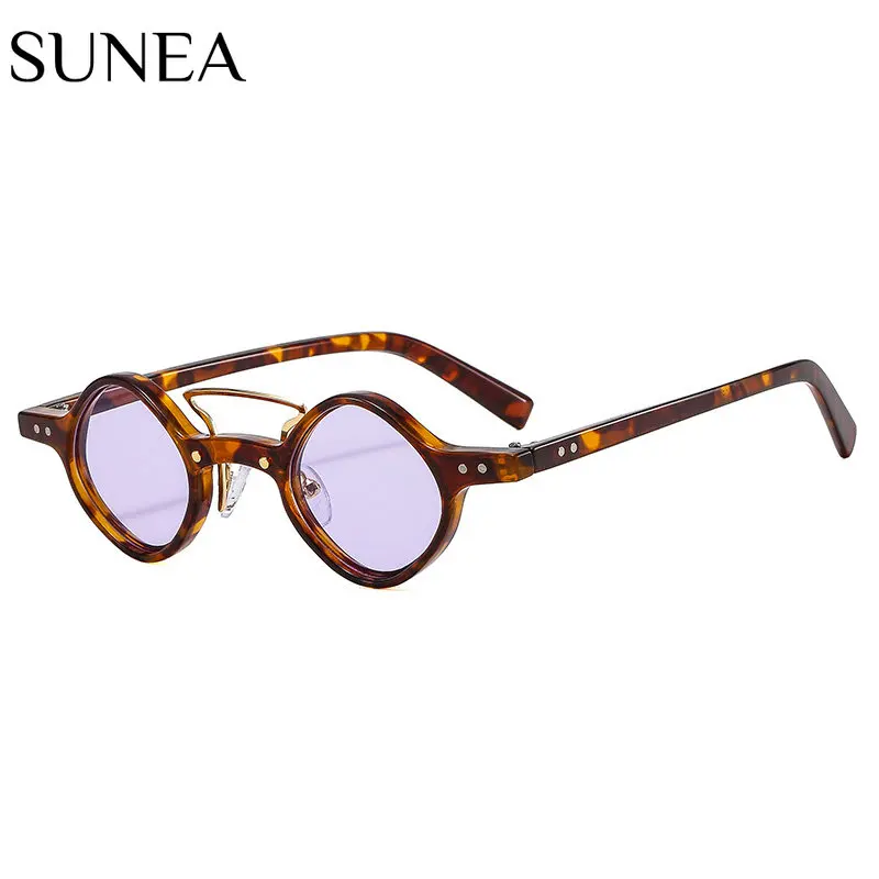 

Fashion Small Square Sunglasses Women Retro Double Bridges Clear Ocean Lens Shades UV400 Men Rivets Punk Sun Glasses