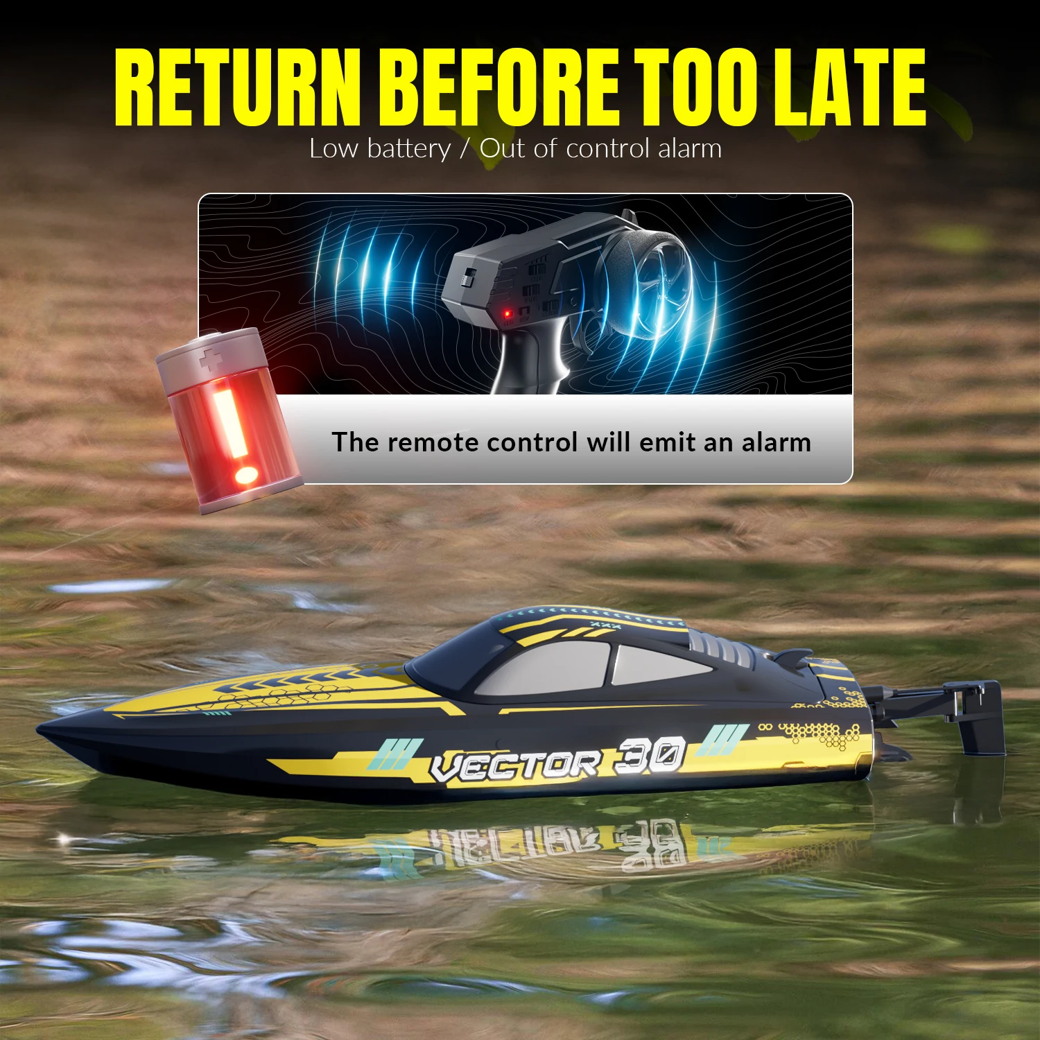 Bateau RC 2.4GHz étanche 300mm - Modèle de course télécommandé