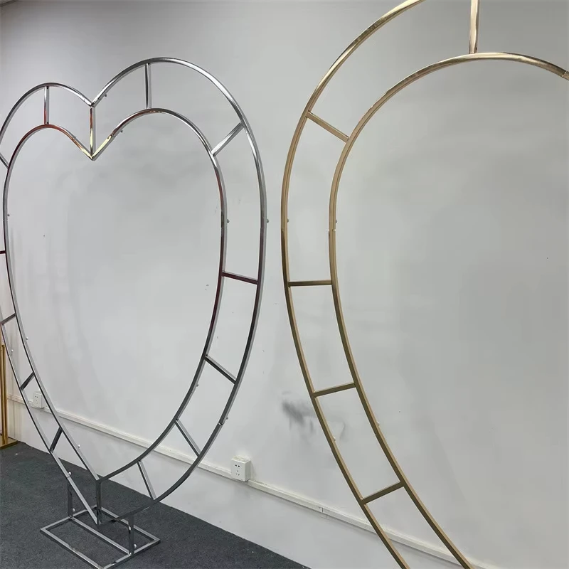 Gold Silver Metal Wedding Arch Heart Shaped Arch Stand Event Part Backdrop