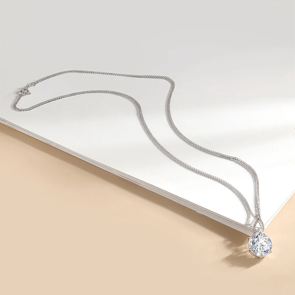 GRA Certified 6-8ct Big Moissanite Pendant Necklace For Women S925 Silver Clavicle Chain Plated Pt950 Lab Diamond Fine Necklace 4