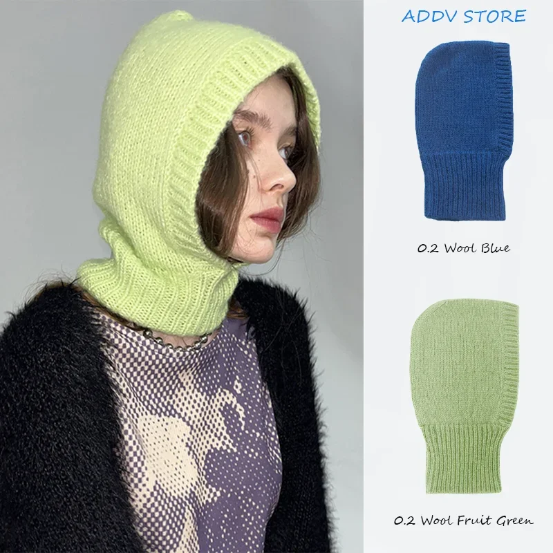 

Unisex Y2k Winter Knitted Balaclava Cap Ear Protection Scarf Wool Snood Hat Pullover Bonnet Collar