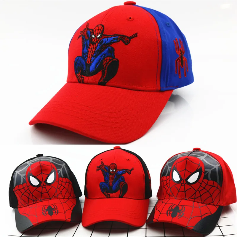 HotToys Spiderman Baseball Cap Boys Girls Hats Superhero Peripheral Cosplay Props Childrens Gift Sunhat Fashion Accessory 3-7y