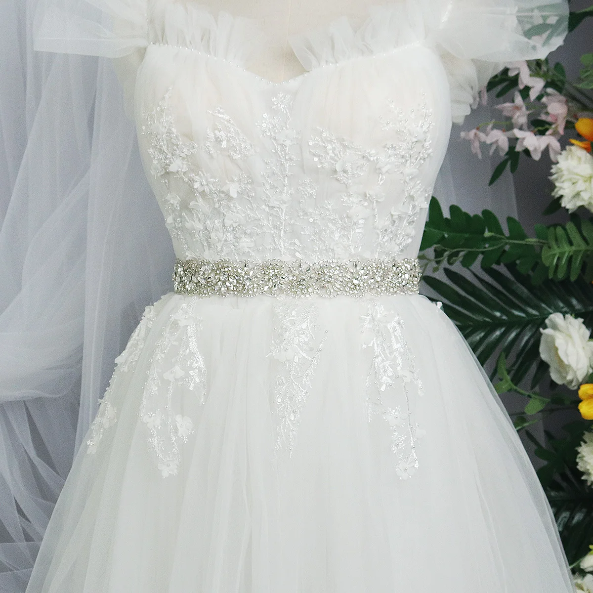 Rhinestone Bridal Belt for Wedding Dress Accessories Silver Color Crystal Bride Belt Sash Ribbon Party Bridesmaid Gift