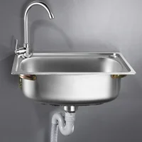 Kitchen sink Handmade stainless steel single bowl sink above counter or wall mounted vegetable Wash basin set mx4221950 1