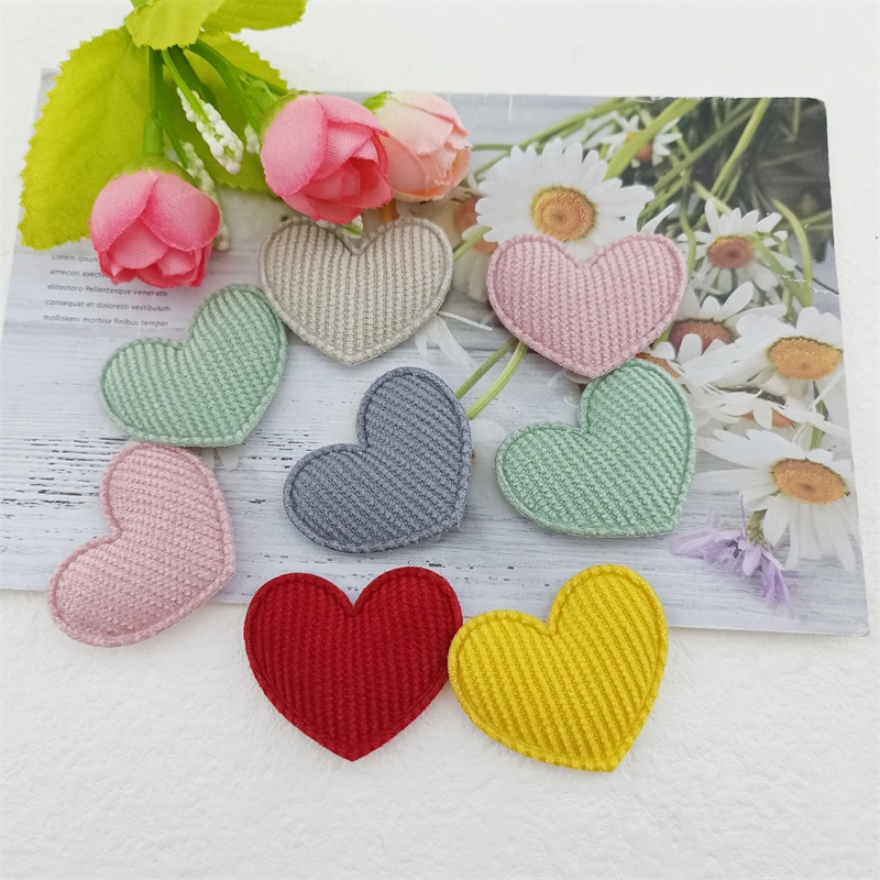 50Pcs 4.5*4CM Furry Felt Heart Padded Cloth Fabric Patches for Clothes Hats  Hairpin Ornament Accessories DIY Craft Embarrassment