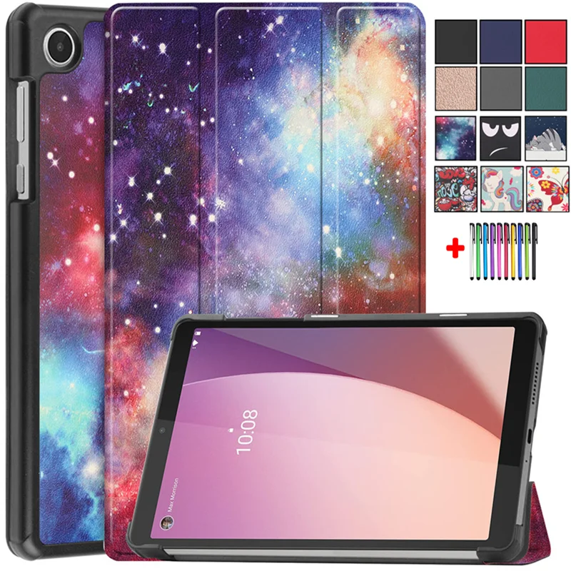Für Lenovo Tab M8 Gen 4 Fall 8,0 TB-300FU Tablet Tri Folding PU Leder Funda Für Lenovo M8 4th Gen abdeckung TB-300XU Etui + Stylus_voghion.com