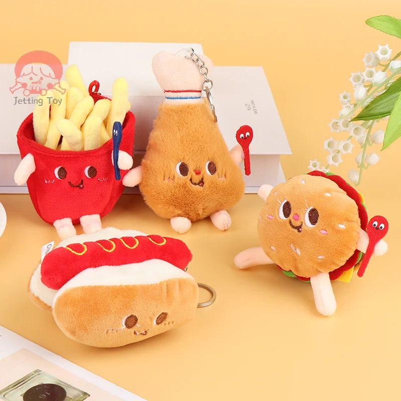 

1Pc Kawaii Food Bread Hamburger Hot Dog French Fries Plush Doll Soft Stuffed Plush Pendant Keychains for Children Gifts Toys