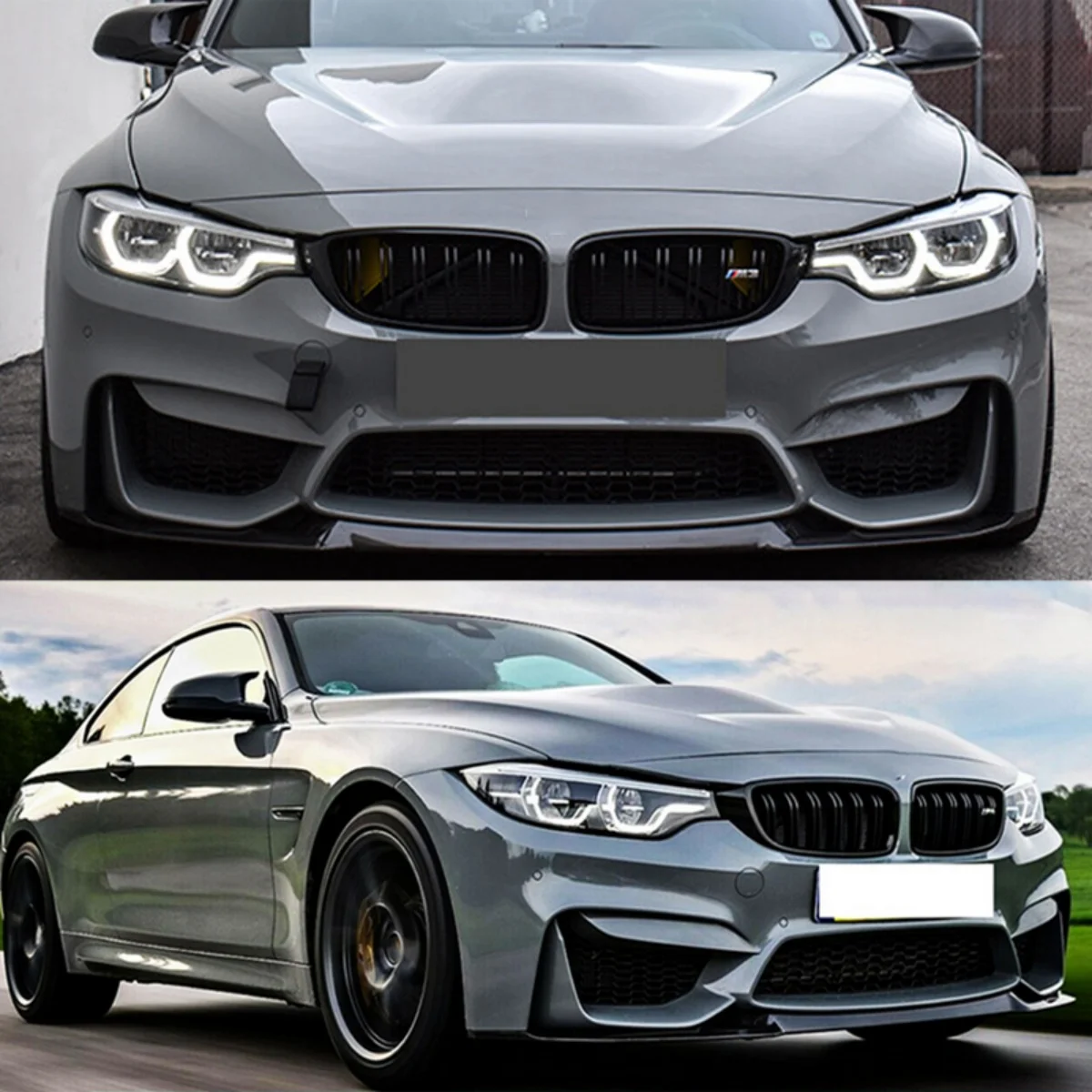 CS Style Front Splitter Lip Replacement For BMW F80 F82 F83 M4 M3 2015-2020 Car Front Bmuper Lip Spoiler Glossy Black Body Kits
