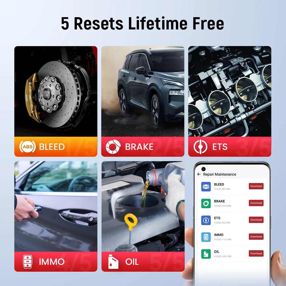 THINKCAR BD6 Bluetooth Scanner Car Diagnostic Tool OBD2 Scanner Full System Diagnose 5 Reset Free Auto Diagnosis OBD Code Read automotive diagnostic scanner diesel injector repair kits