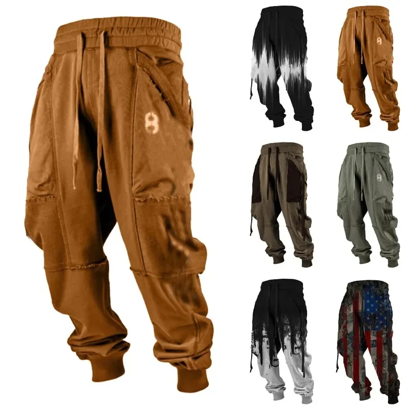 Men's Outdoor Hip-hop Y2k Pants Casual Chic Sweatpants Fashion Sports Autumn Winter Printing Jogging Ventilate Lace-up Trousers