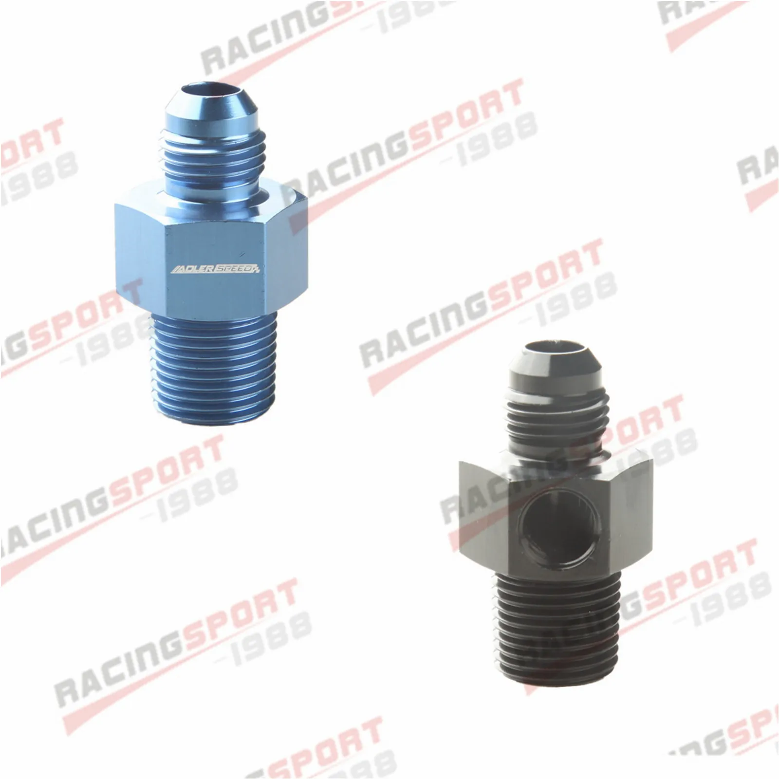 

-6AN Male To 3/8" NPT With 1/8" NPT Gauge Port Fuel Gauge Adapter Black/BLUE
