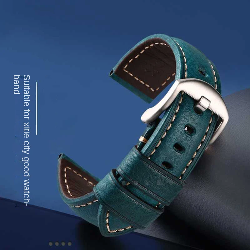 22Mm 24Mm 26Mm Cinturino Vintage In Pelle Italiana Per Breitling Iwc Cinturino Catena Orologio Bracciale Blu Nero Kaki Rosso