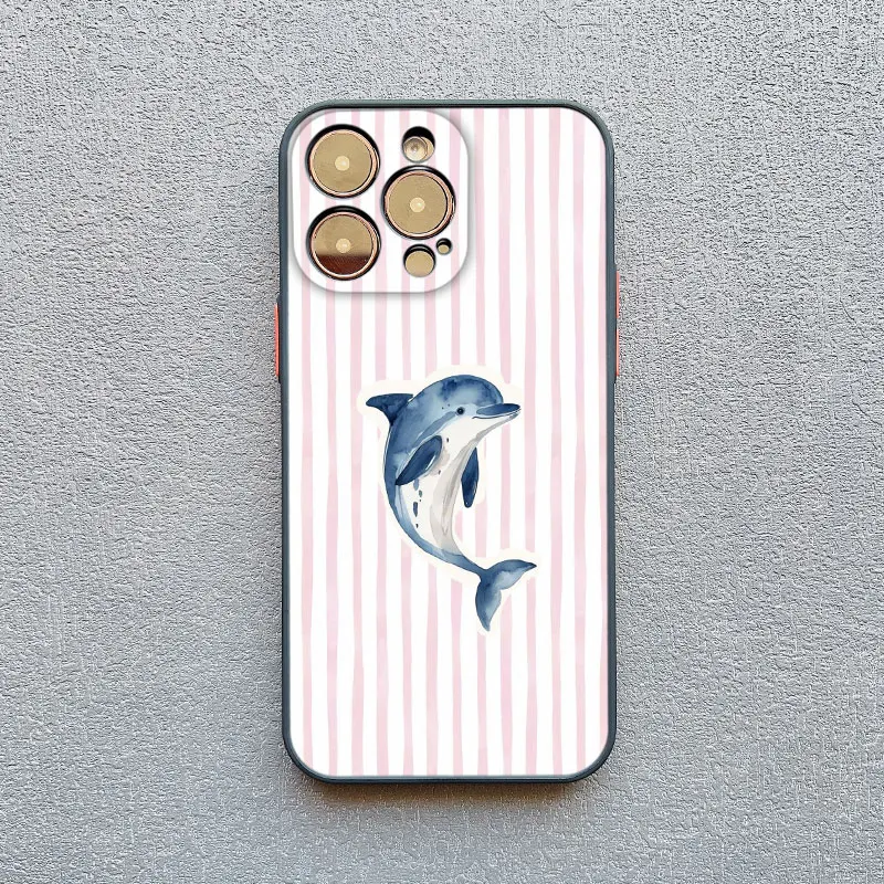 Ocean Life Theme Striped Phone Case Cover
