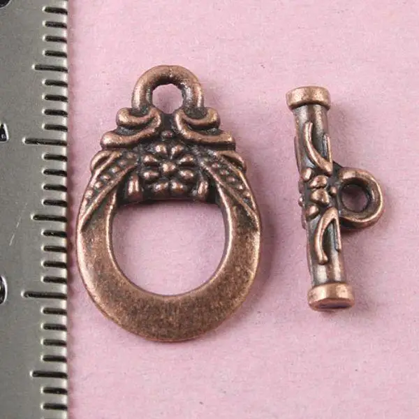 

20sets antiqued copper color 2sided floral toggle clasp H0680-1