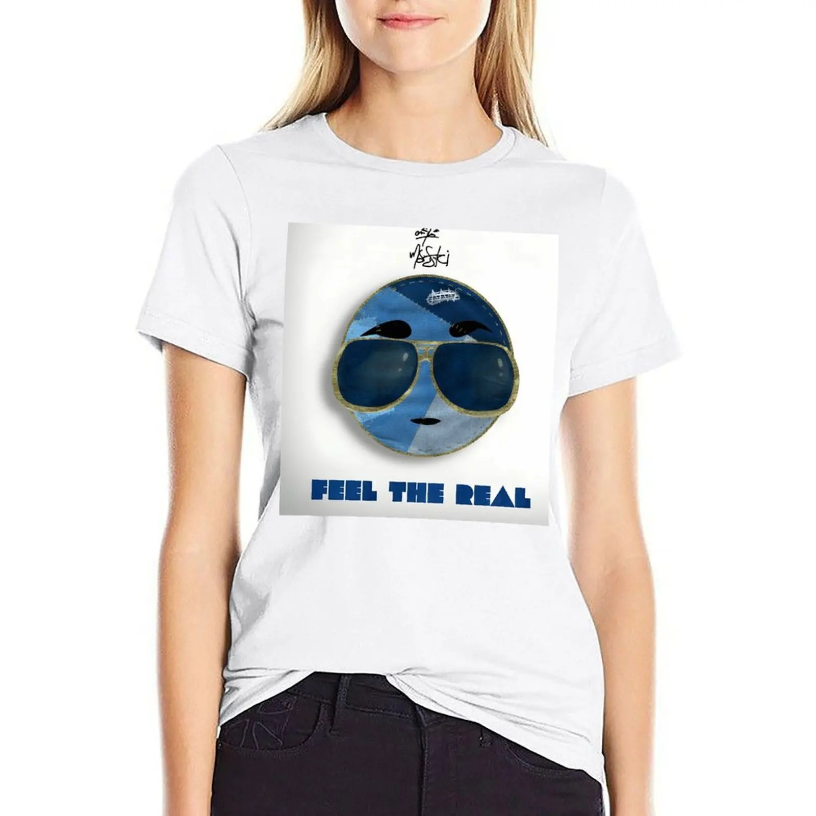

Feel the Real album glasses face T-shirt Aesthetic clothing anime clothes t-shirt dress for Women sexy
