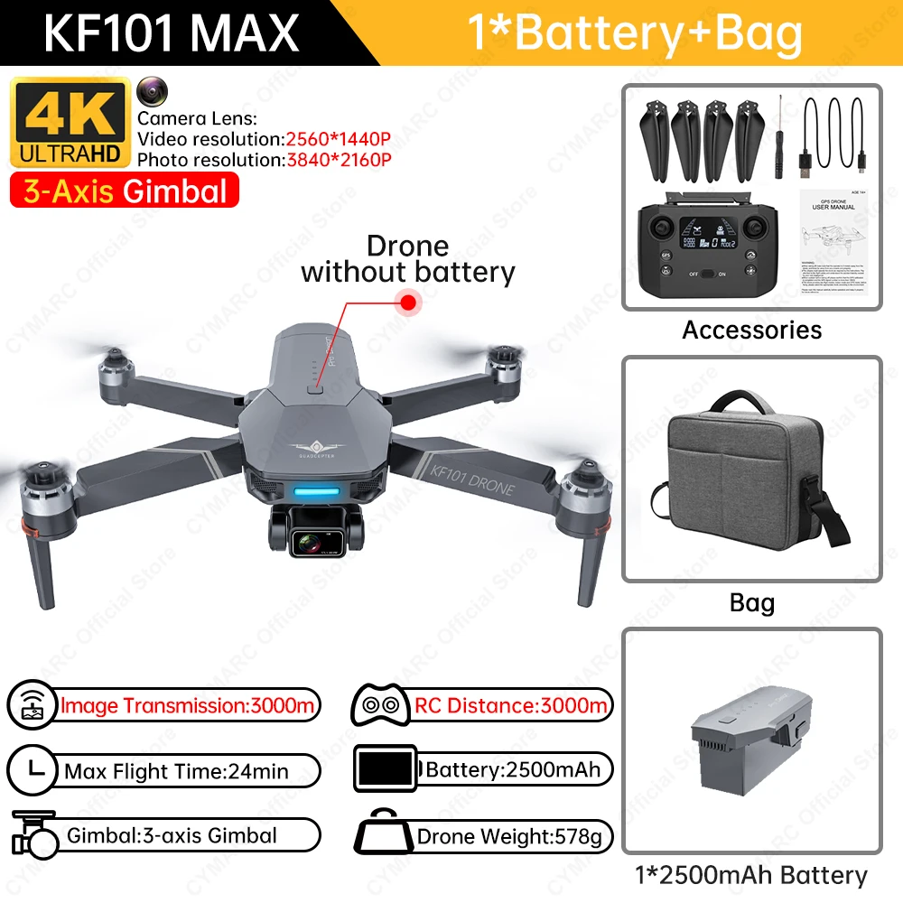 KF101 Max1 Drone 4K Professional 5G Wifi FPV Dron KF101 Max 4K HD Camera 3-Axis Gimbal GPS Drones RC Quadcopter VS SG906 Max2 explorers 4ch remote control quadcopter RC Quadcopter