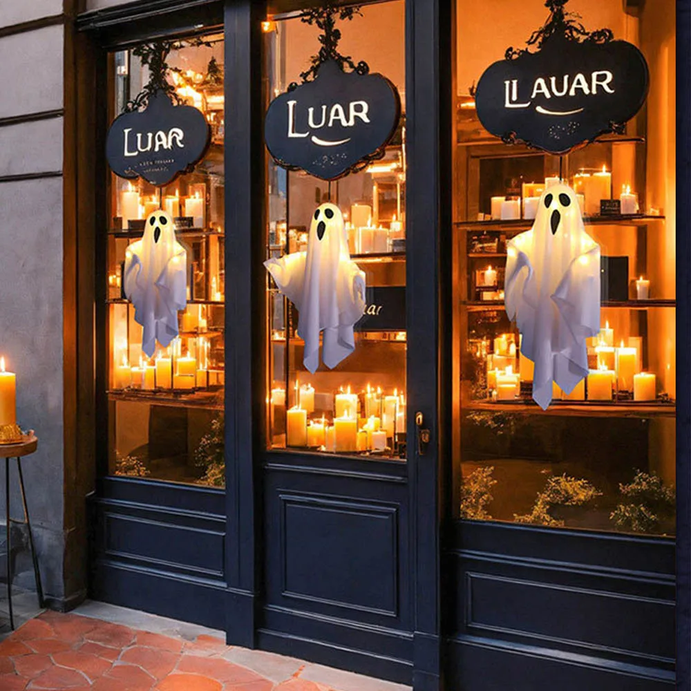 Illuminated Halloween Hanging Ghosts - Spooky Decor for Indoor and Outdoor Festivities