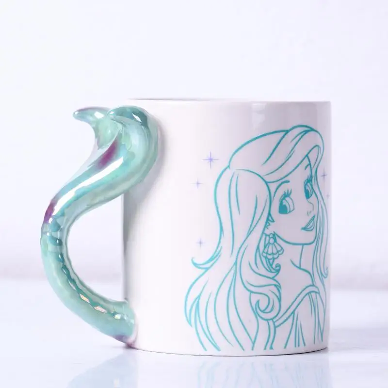 disney-cartoon-ariel-straight-drink-cup-minnie-goofy-ceramic-cups-milk-handle-coffee-mug