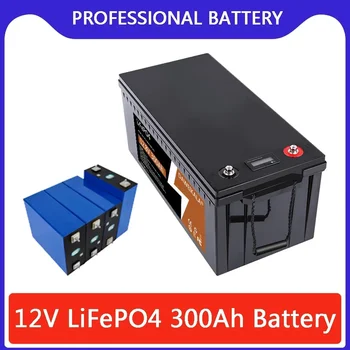 Batteria LiFePO4 12V 200Ah 300Ah con BMS Integrato, Pacco Celle al Litio Ferro Fosfato, 6000 Cicli per Camper, Golf Cart, Solare