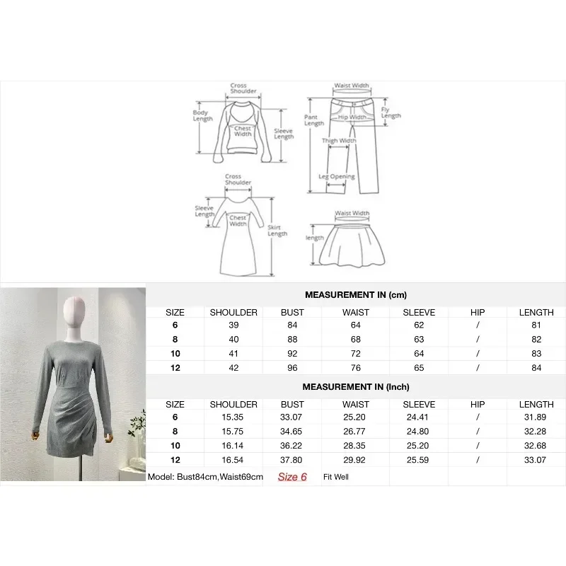 Women's New Fashion Style High Quality Elegant 2025 Grey Mini Dresses for Office Ladies 3