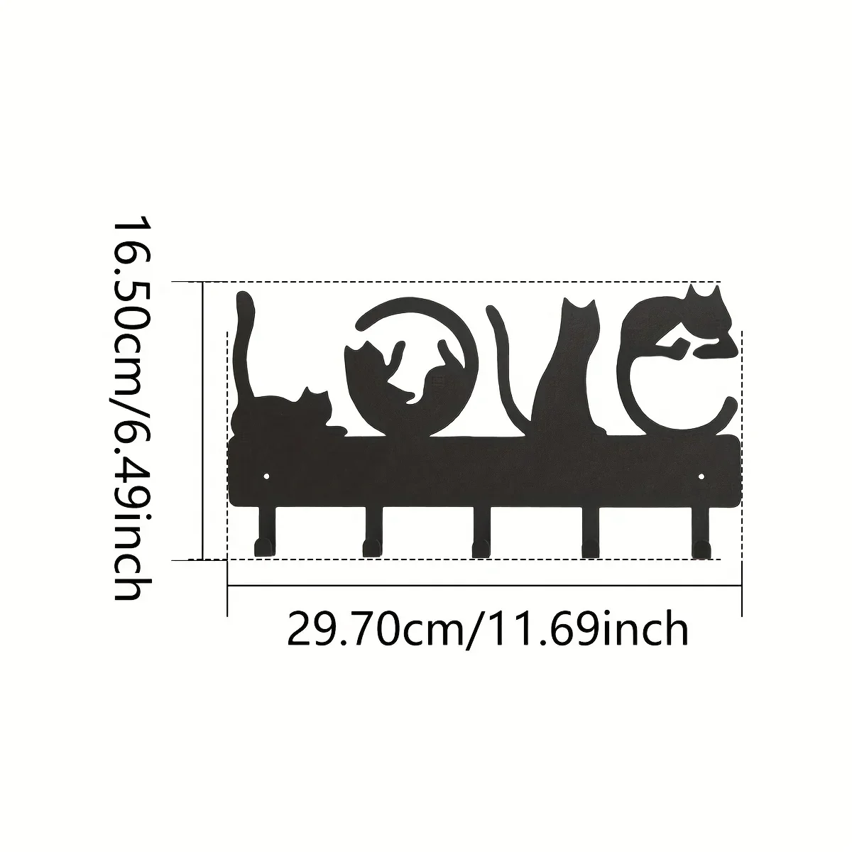 

CIFBUY Decoration Metal Kitten Silhouette Key Hooks Household Multi-Purpose Clothes Bag Hooks Practical Beautiful Wall Decor Ke