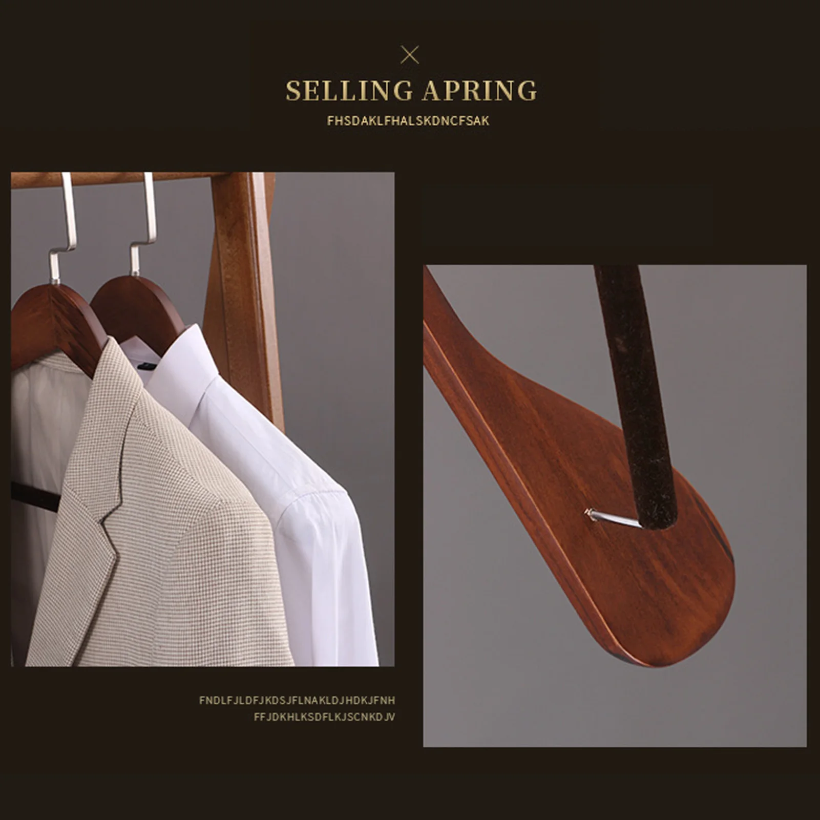 Suit Hanger Flocking High-Quality Wooden Hanger Traceless for Home Bedroom Houseroom 2