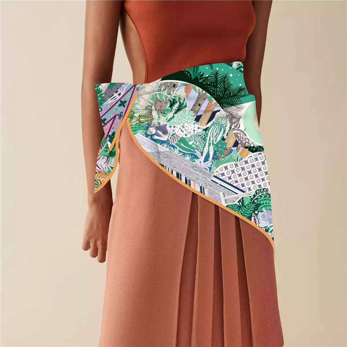 90cm Marke quadratischen Schal Frauen Mode Twill 100% Seide Schal Schal Hijab Luxus Bandana Foulard Halstuch Sonne Lächeln Gesicht Schal – Detail 20