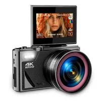 64MP 4K Digital Camera 180° Flip Screen 18X Zoom Selfie Vlog Camcorder Wide Angle Macro UHD Video Camera Livestream WiFi Webcam