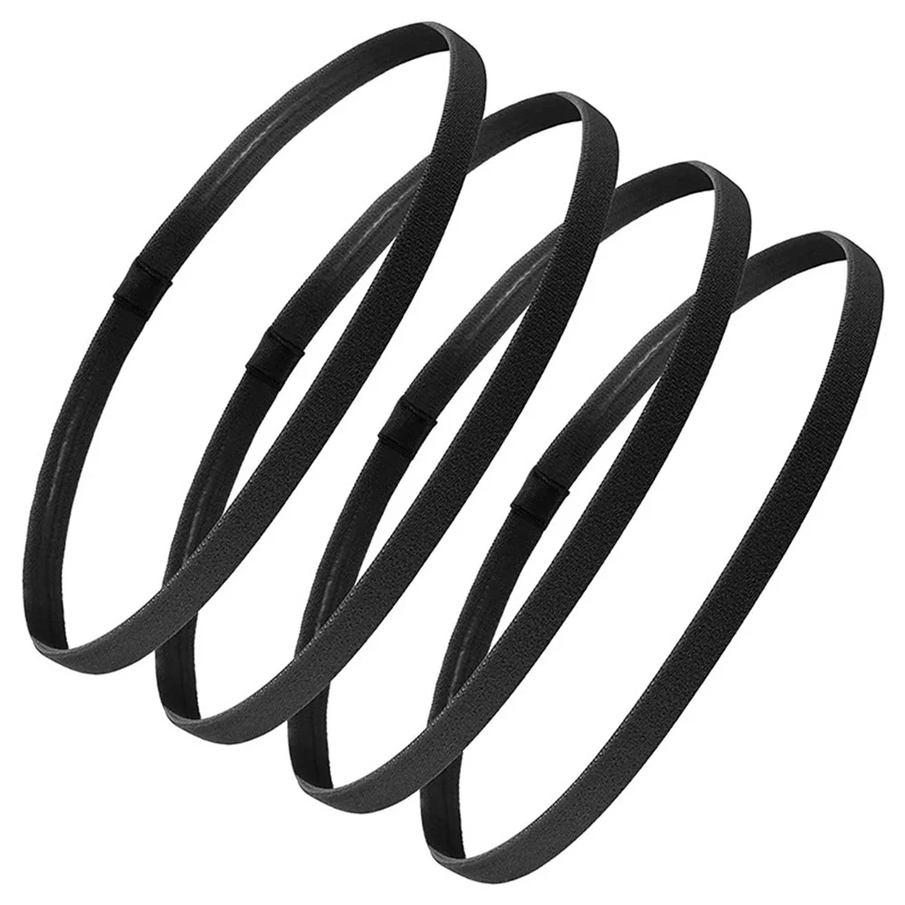 Description Picture 4 of item4 Pieces Non-Slip Elastic Sport Headband Black Stretchy Hair Band Sports Yoga Running Headband For Women Girls