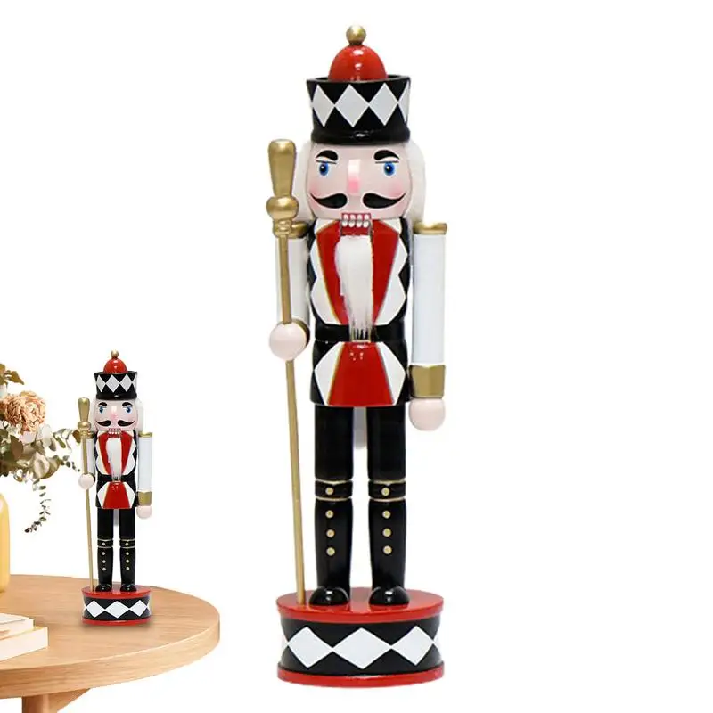 

Nutcracker Hanging Ornament Wooden Black Gold Figures Hand painted Advent Supplies King Nutcracker Ornaments Shelf Decorations